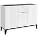 Credenza Giorgio, Madia Da Cucina A 3 Ante E 1 Cassetto, Buffet Da Soggiorno, Madia Da Cucina, 100% Made In Italy, Cm 120x40h82, Bianco Lucido E Ardesia - Foto miniatura 2