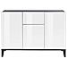Credenza Giorgio, Madia Da Cucina A 3 Ante E 1 Cassetto, Buffet Da Soggiorno, Madia Da Cucina, 100% Made In Italy, Cm 120x40h82, Bianco Lucido E Ardesia - Foto miniatura 4