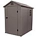 Casetta Cottage Da Giardino Porta Attrezzi In Resina Effetto Legno Cortina Marrone - Foto miniatura 1