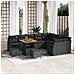 Set di divani da giardino da 12 pezzi con cuscini in polyrattan nero,  Divano da giardino per 2 persone con spazio di stoccaggio e cuscini in polyrattan nero,  Set da pranzo da giardino da 3 pezzi con cuscini in polyrattan nero - Foto miniatura 2