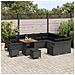 Set di divani da giardino da 12 pezzi con cuscini in polyrattan nero,  Divano da giardino per 2 persone con spazio di stoccaggio e cuscini in polyrattan nero,  Set da pranzo da giardino da 3 pezzi con cuscini in polyrattan nero - Foto miniatura 3