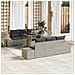 Set divano da giardino di 7 pezzi con cuscini in polyrattan grigio chiaro - Foto miniatura 2