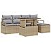 Set Divano da Giardino 6 Pezzi con Cuscini Beige Polirattan, Divano da Giardino 2 Posti con Cuscini Beige Polirattan - Foto miniatura 1