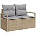 Set Divano da Giardino 6 Pezzi con Cuscini Beige Polirattan, Divano da Giardino 2 Posti con Cuscini Beige Polirattan - Foto miniatura 4