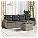 Set Divano da Giardino 5 pz con Cuscini Grigio in Polyrattan - Foto miniatura 2