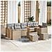 Set Divano da Giardino con cuscino 10 pcs Beige Poly Rattan - Foto miniatura 2