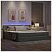 Letto con contenitore e LED Grigio chiaro 200 x 200 cm Velluto - Foto miniatura 5