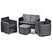 Set da Giardino 1 Divano 2 Poltrone e 1 Tavolino con Cuscino Antracite - Modello Etna - Foto miniatura 2