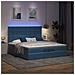 Pouf Letto Con Materassi E Led Blu Scuro 200x200cm Velluto - Foto miniatura 3