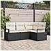 Set di divani da giardino  4 pezzi con cuscini Nero Polyrattan, Divano da giardino  2 posti con cuscini Nero Polyrattan - Foto miniatura 2