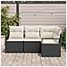 Set di divani da giardino  4 pezzi con cuscini Nero Polyrattan, Divano da giardino  2 posti con cuscini Nero Polyrattan - Foto miniatura 3