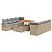 Set Divano da Giardino  11 Pezzi con Cuscini Beige Polyrattan Acacia, Set da Pranzo Giardino  3 Pezzi con Cuscini Beige Polyrattan Acacia - Foto miniatura 1