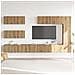 Set Mobile TV 7 pz Montato a Parete Rovere in Legno Multistrato - Foto miniatura 3