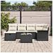 Set Divano da Giardino di 7 pezzi con Cuscini Neri Polyrattan - Foto miniatura 3