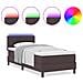 Letto Box Spring con Materasso & LED Marrone Scuro 90x190 cm Tessuto - Foto miniatura 4