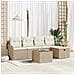Set Divano da Giardino con cuscino 6 pcs Beige Poly Rattan - Foto miniatura 2