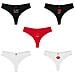 Set Di 5 Perizomi A Vita Bassa Da Donna - Cuore, Bacio, Bianco E Rosso Xl - Foto miniatura 1