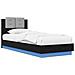 Struttura letto con testata Rovere Nero Legno ingegnerizzato - Foto miniatura 1