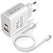 Caricatore Da Muro Usb / Usb-c 18w Power Delivery Q. c 3.0, Cavo Lightning Bianco - Foto miniatura 1