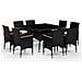 Set da Pranzo da Giardino 9 pz in Polyrattan e Acacia Nero - Foto miniatura 1