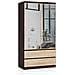 Armadio A 2 Ante Battenti E Cassetti S90 con specchio, 90x51x180 cm, Colore Weng? e Sonoma Quercia - Foto miniatura 1