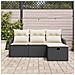 Set di divani da giardino  4 pezzi con cuscini Rattan nero, Divano da giardino a 2 posti  con spazio di stoccaggio e cuscini Rattan nero - Foto miniatura 5