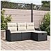 Set di divani da giardino  4 pezzi con cuscini Rattan nero, Divano da giardino a 2 posti  con spazio di stoccaggio e cuscini Rattan nero - Foto miniatura 6