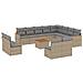 Set Divano da Giardino 13 pz con Cuscini Beige in Polyrattan - Foto miniatura 1