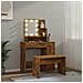 Set Tavolo da Toeletta con LED Rovere Fumo in Legno Multistrato - Foto miniatura 3