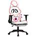 Sedia Da Gaming Massaggio Poggiapiedi Bianco E Rosa Similpelle - Foto miniatura 4