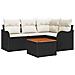 Set Divano da Giardino 5 Pezzi con Cuscini Nero Rattan Sintetico Acacia, Divano da Giardino a 2 posti con Cuscini Nero Rattan Sintetico - Foto miniatura 1
