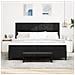 Letto a Box Spring con Materasso e Panchina Nero 200x200 cm Tessuto - Foto miniatura 5