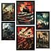 Set Di 6 Stampe Dipinto Decorativo Momenti Storici Battaglia Su Barca Carro Armato Elicottero Incorniciato Con Illustrazioni A3 & A4 Cornice Nera - Foto miniatura 1