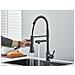 Rubinetto per lavello da cucina, Blackswan, tipo M385 con 2 modalità e 2 uscite, doccia mobile, modello nero opaco, misura 47 cm - Foto miniatura 3