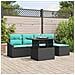 Set Divano da Giardino 6 pz Nero e Blu polyrattan - Foto miniatura 4