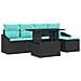 Set Divano da Giardino 6 pz Nero e Blu polyrattan - Foto miniatura 1