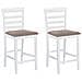 Set 2 Pz Sedia Da Bar In Legno Bianco E Beige - Foto miniatura 1