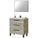 Mobile sottolavabo Palmdale, Mobiletto per bagno, Armadio a 3 cassetti e specchio, lavabo non incluso, cm 80x45h86, Rovere - Foto miniatura 2