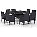 Set Mobili da Pranzo per Giardino 9 pz Polyrattan e Vetro Nero - Foto miniatura 1
