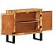 Credenza 80x30x71 Cm In Legno Grezzo Massello Mango E Metallo - Foto miniatura 2