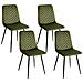 Set Di 4 Sedie Da Pranzo Havre Velluto Verde Oliva - Foto miniatura 2