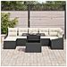 Set da Giardino 8 Pezzi con Cuscini in Polyrattan Nero - Foto miniatura 3