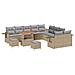 Set di Divani da Giardino da 13 Pezzi con Cuscini Beige in Rattan Polietilene e Acacia, Set di Pranzo da Giardino da 3 Pezzi con Cuscini Beige in Rattan Polietilene e Acacia - Foto miniatura 1
