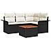Set Divano da Giardino 5 Pezzi con Cuscini Polyrattan Nero Acacia - Foto miniatura 1