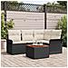 Set Divano da Giardino 5 Pezzi con Cuscini Polyrattan Nero Acacia - Foto miniatura 2