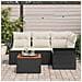 Set Divano da Giardino 5 Pezzi con Cuscini Polyrattan Nero Acacia - Foto miniatura 3