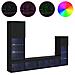 Unità per TV a Muro 4 pcs Rovere Nero Legno multistrato - Foto miniatura 4