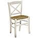 Sedia Croce Bianca Per Interno Sala Da Pranzo Salotto Cucina Arte Povera Massello - Foto miniatura 1