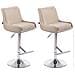 Set 2 Sgabelli Bancone Imbottiti Club in Tessuto - Coppia Sedie Alte Cucina con Schienale e Poggiapiedi, Altezza Regolabile 67-87 cm Crema - Foto miniatura 1