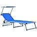 Lettini Pieghevoli con Tettuccio 2 pz Alluminio Textilene Blu - Foto miniatura 2